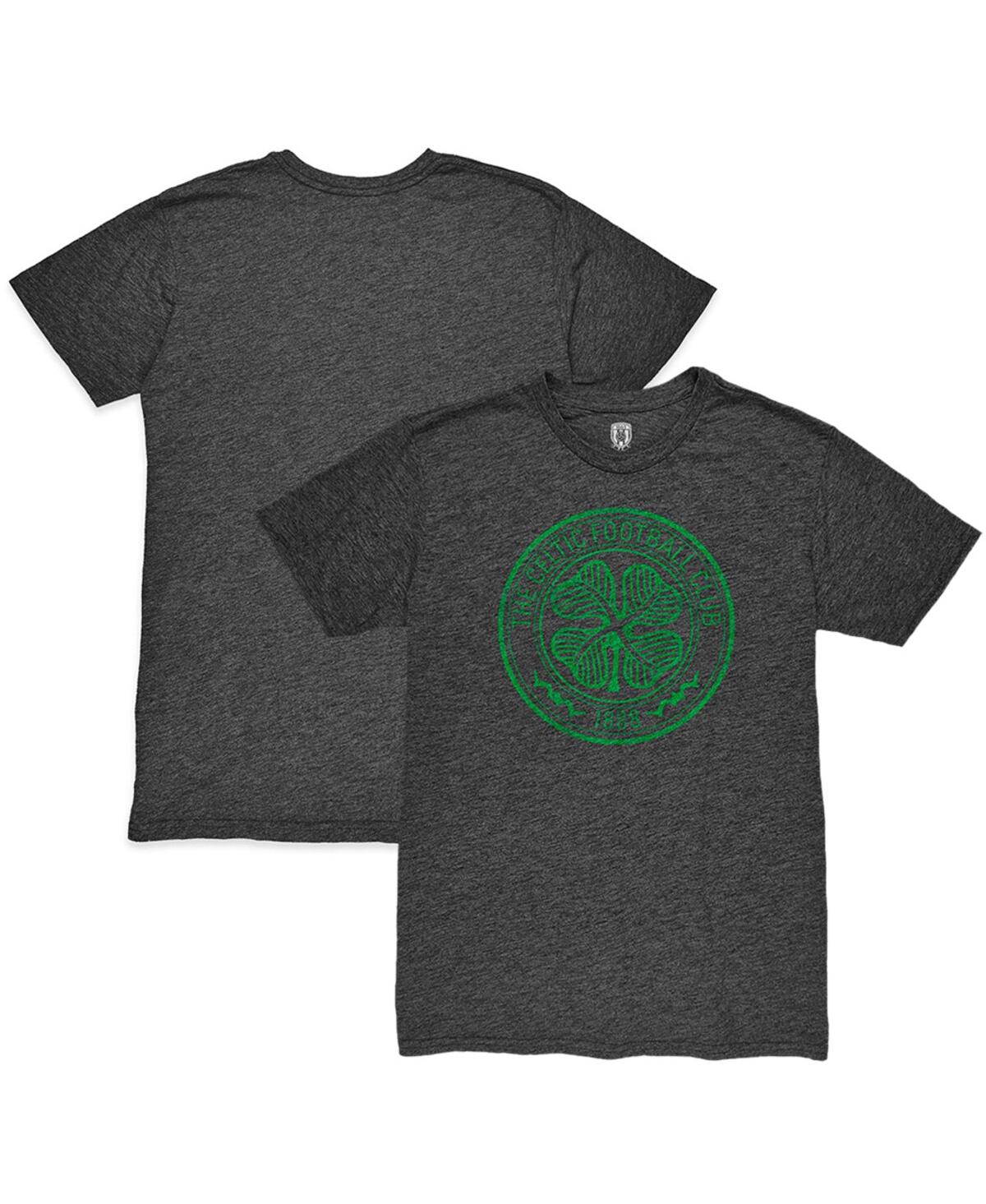 1863fc Men's Heather Black Celtic Mono Crest Twisted Tri-blend Slub T-shirt In Black
