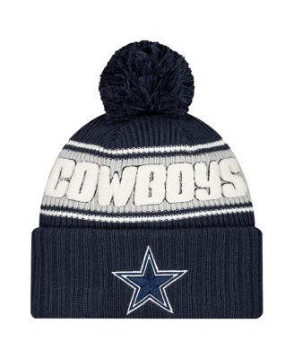 New Era - Big Boys and Girls Navy Dallas Cowboys 2024/25 Sideline Cuffed Knit Hat with Pom