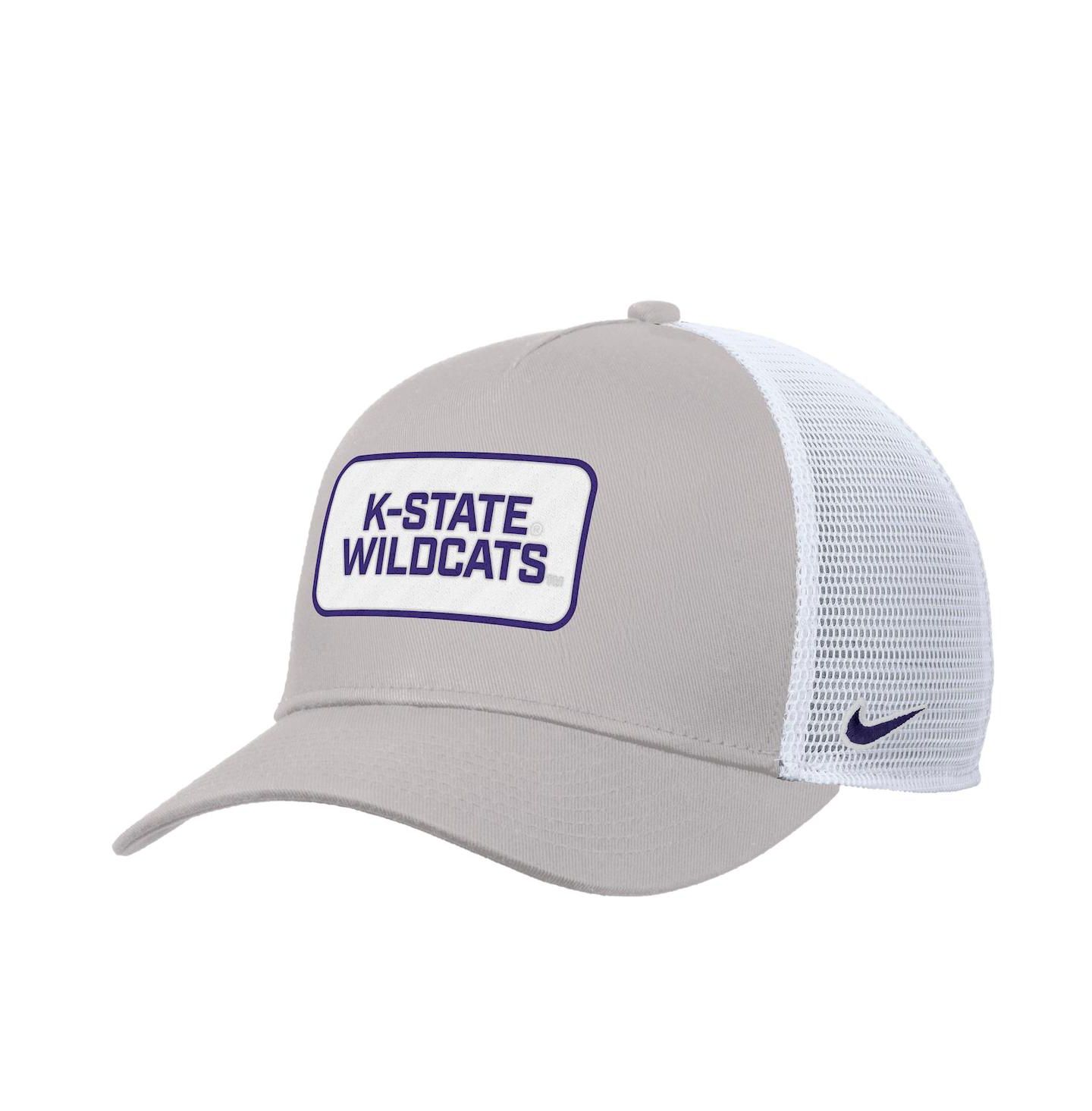 Мужская кепка Nike Pewter Kansas State Wildcats 2025 On-Field Rise Trucker Performance Adjustable Hat — фото 1
