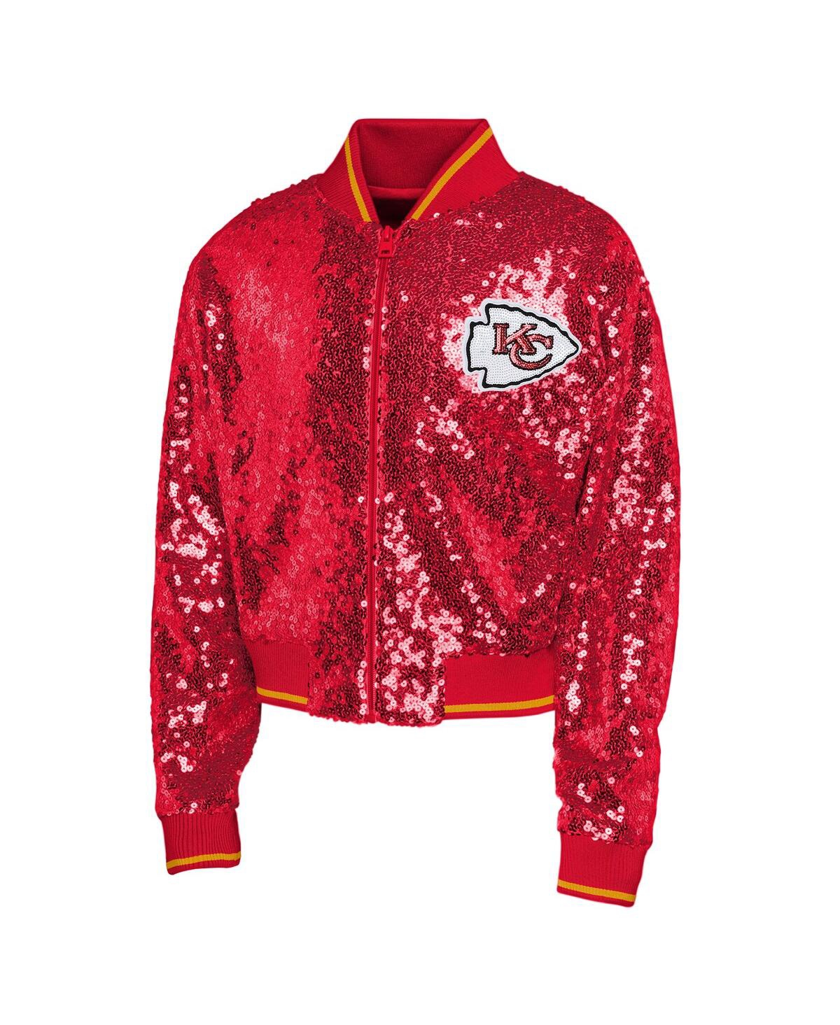 Outerstuff Youth Girl's  Red Kansas City Chiefs Glam Squad Sequin Jacket In Multi