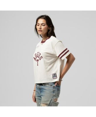 Mitchell & Ness - Women's Cream Texas A&M Aggies Cropped Ringer T-Shirt