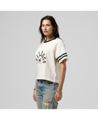 Mitchell & Ness - Women's Cream Georgia Bulldogs Cropped Ringer T-Shirt