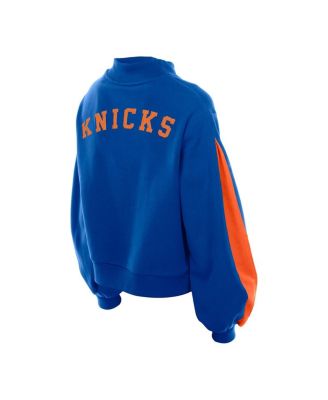 Women's Blue New York Knicks Sport Night Balloon Sleeves Sweatshirt