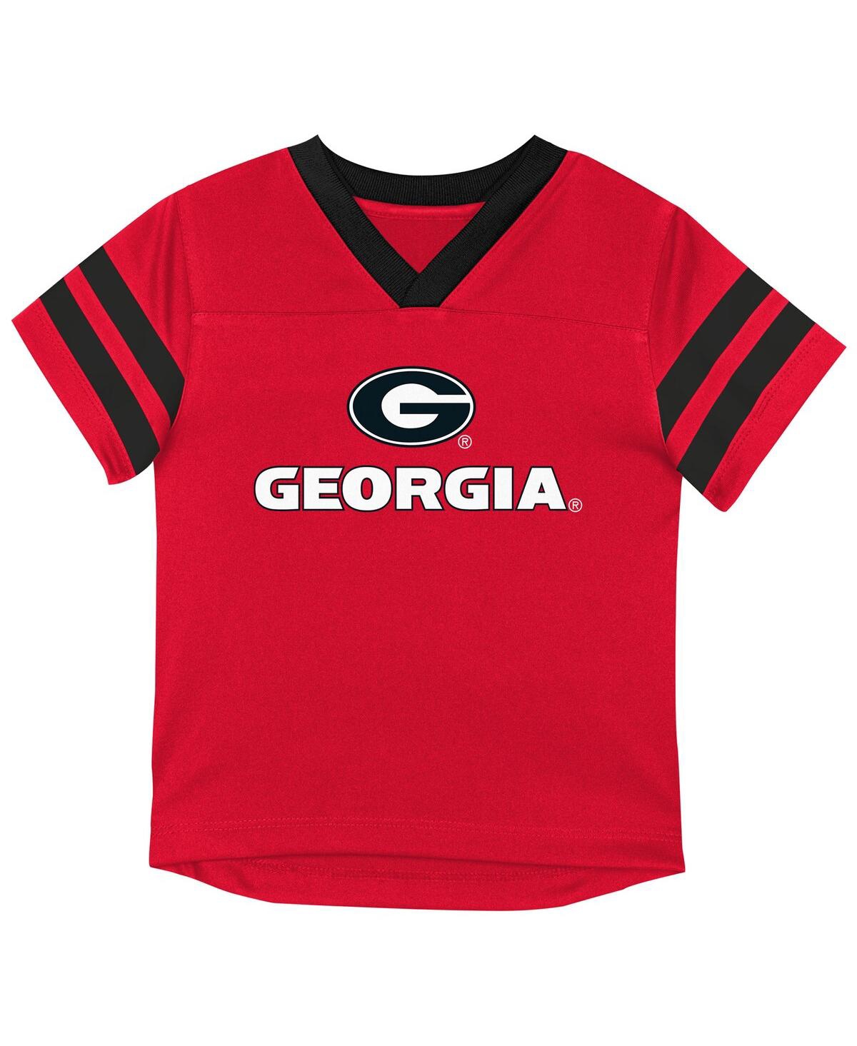 Outerstuff Baby Boys And Girls 2-piece Red Georgia Bulldogs Team Logo Red Zone Top And Pant Set In Animal Print