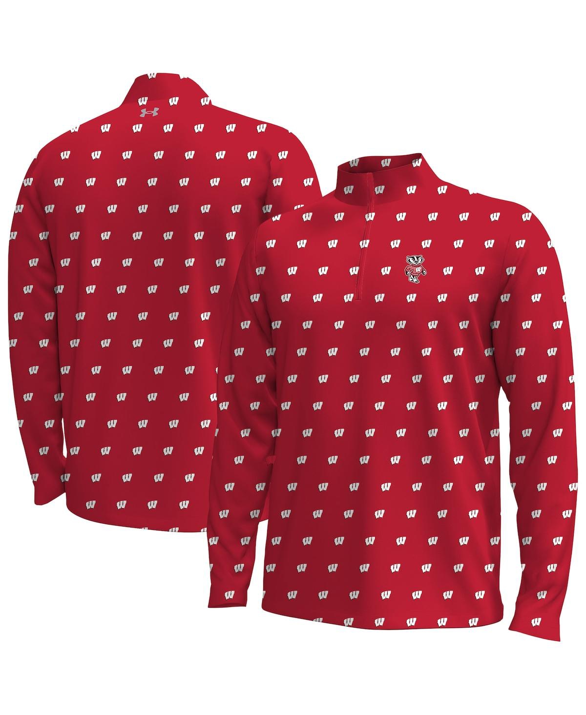Under Armour Men's Red Wisconsin Badgers Gameday Armourfuse Half-zip Jacket In Red