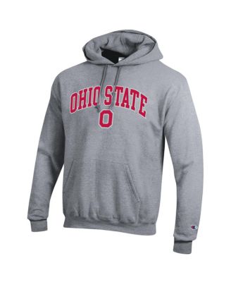 Men's Heather Gray Ohio State Buckeyes Arched Logo Fleece Pullover Hoodie