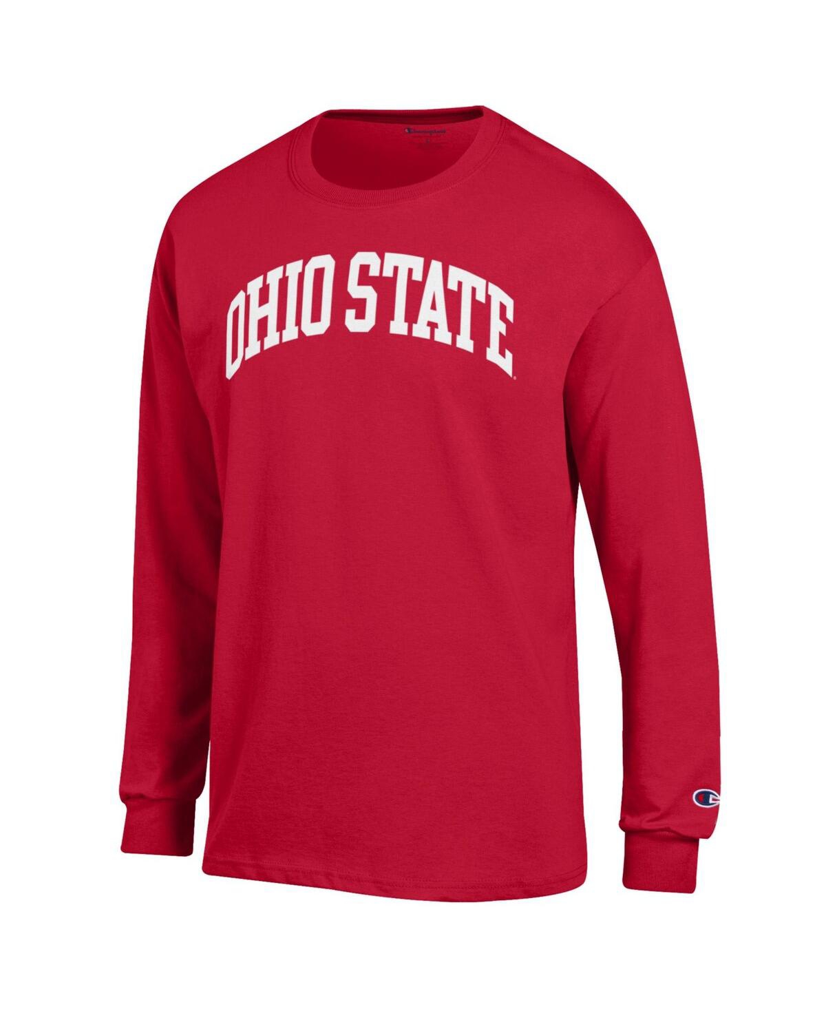 Champion Men's Scarlet Ohio State Buckeyes Basic Arch Long Sleeve T-shirt In Red