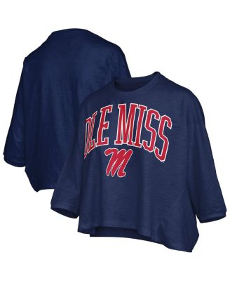 Pressbox - Women's Navy Ole Miss Rebels Midi Arch Over Logo Oversized T-Shirt
