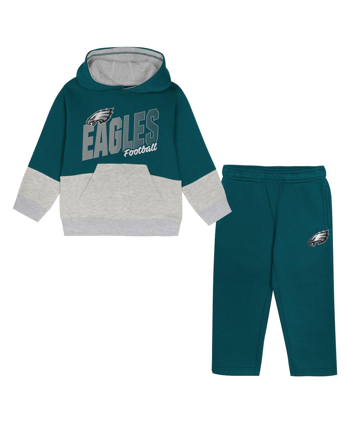 Outerstuff Toddler 2-piece Midnight Green Philadelphia Eagles Lineman Fleece Hoodie And Pants Set In Green