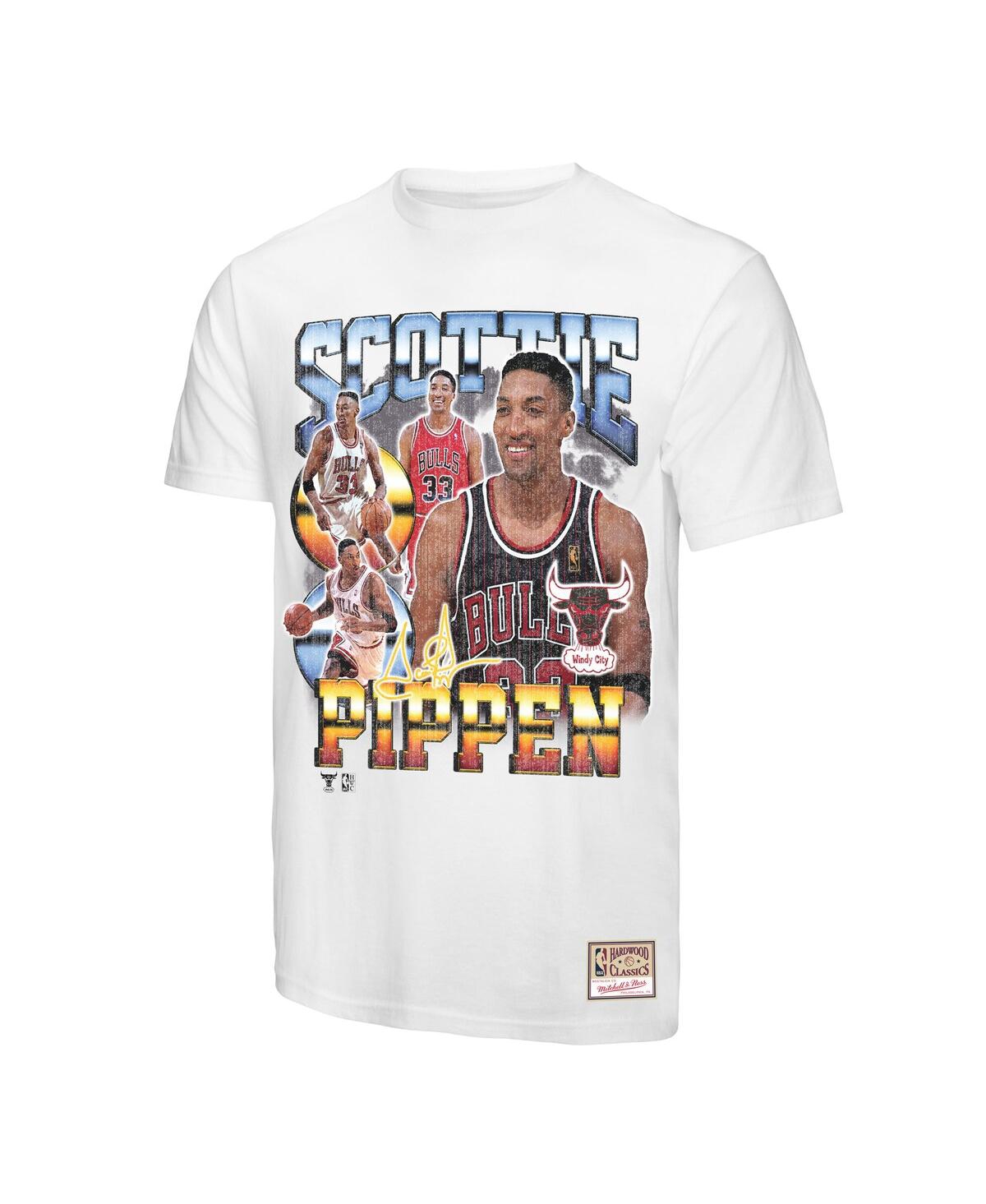Mitchell & Ness Men's Scottie Pippen White Chicago Bulls Hardwood Classics Commemorative Player Collage T-shirt In White