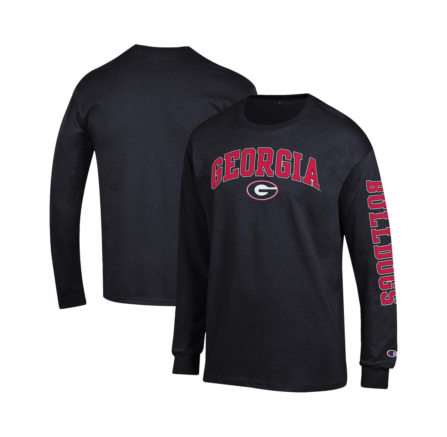 Men's Red Georgia Bulldogs Arch Over Logo 2-Hit Long Sleeve T-Shirt