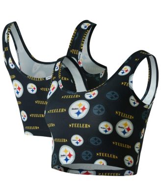Concepts Sport - Women's Black Pittsburgh Steelers Mosaic Allover Print Bralette