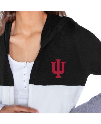 Women's Black Indiana Hoosiers Color Block Hooded Cardigan