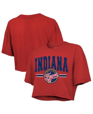Majestic - Women's Red Indiana Fever Chalk Stripe Boxy Crop Top