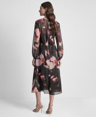 Women's Long Sleeve Empire Waist Midi Dress