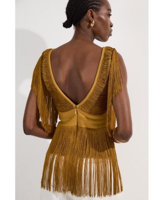 Women's Draped Fringe Knitted Top