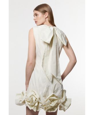 Taffeta Rosette Woven Mini Dress