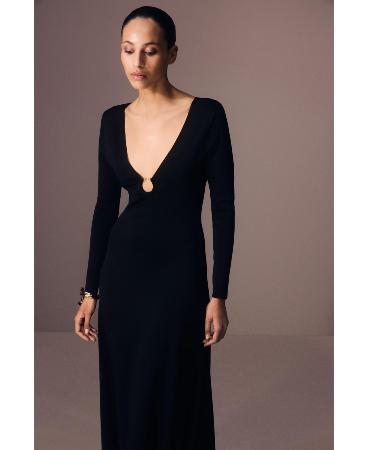 Karen Millen Women's Keyring Detail Long Sleeve Knit Dress