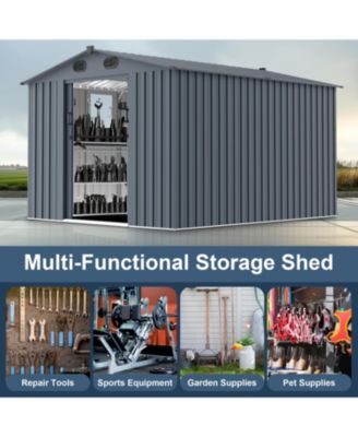 8x10 Metal Outdoor Storage Shed - Dark Grey