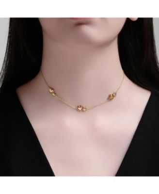 14K Gold Plated with Red Enamel Heart Necklace