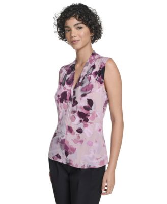 Women's Sleeveless Printed V-Neck Top