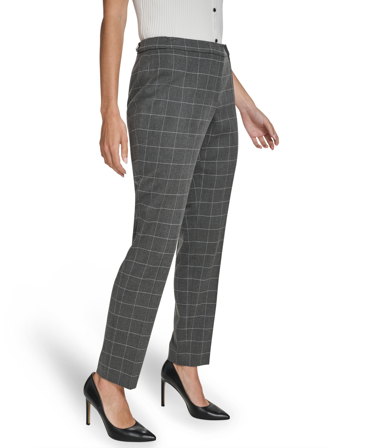 Calvin Klein Women's Windowpane Highline Pants In Gray