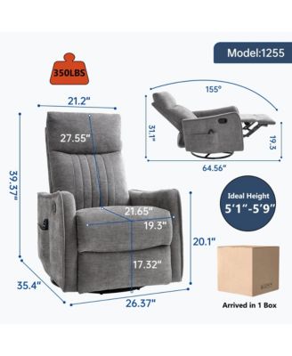 Heat Massage Manual Recliner Chair with Rocker and Swivel in Fabric for Living Room