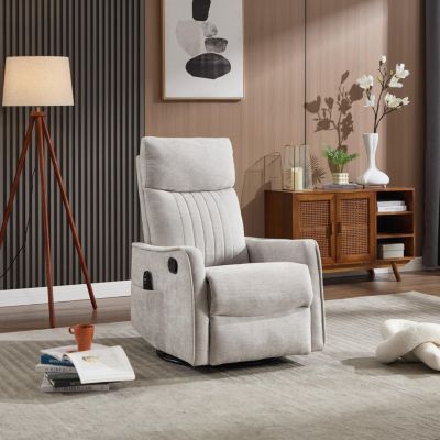 Heat Massage Manual Recliner Chair with Rocker and Swivel in Fabric for Living Room