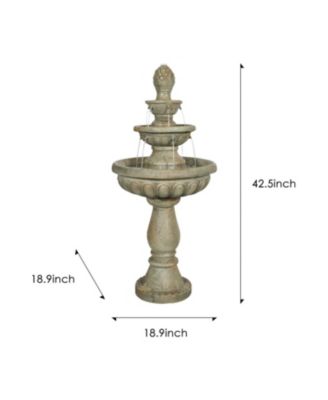 High 3-Tiers Modern Concrete Outdoor Water Fountain - Round Large Outdoor Fountains and Waterfalls for Garden