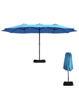 15 ft. Steel Patio Umbrella, with Base and Sandbags, Weather-Resistant,Tan