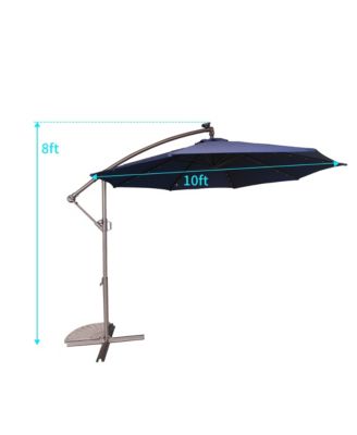 10ft Patio Umbrella with LED Lights, Outdoor Offset Cantilever Umbrella, Infinite Tilt, Crank and Cross Base，Orange