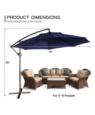 11 ft. Iron Outdoor Cantilever Patio Umbrella 360° Rotation Patio Offset Umbrella