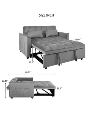 Convertible Sofa Bed 3-in-1 Pull Out Couch (Dark Grey)