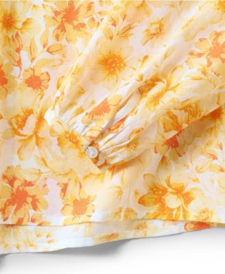 Women's Cotton Voile Long Sleeve Raglan Smocked Top