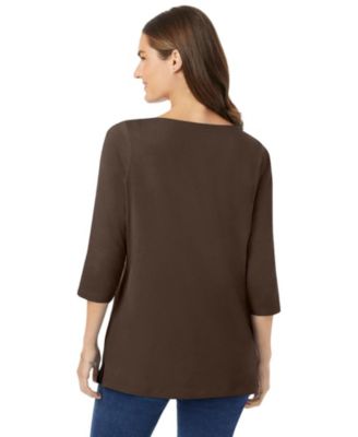 Plus Size Perfect Three-Quarter Sleeve Boatneck Tee