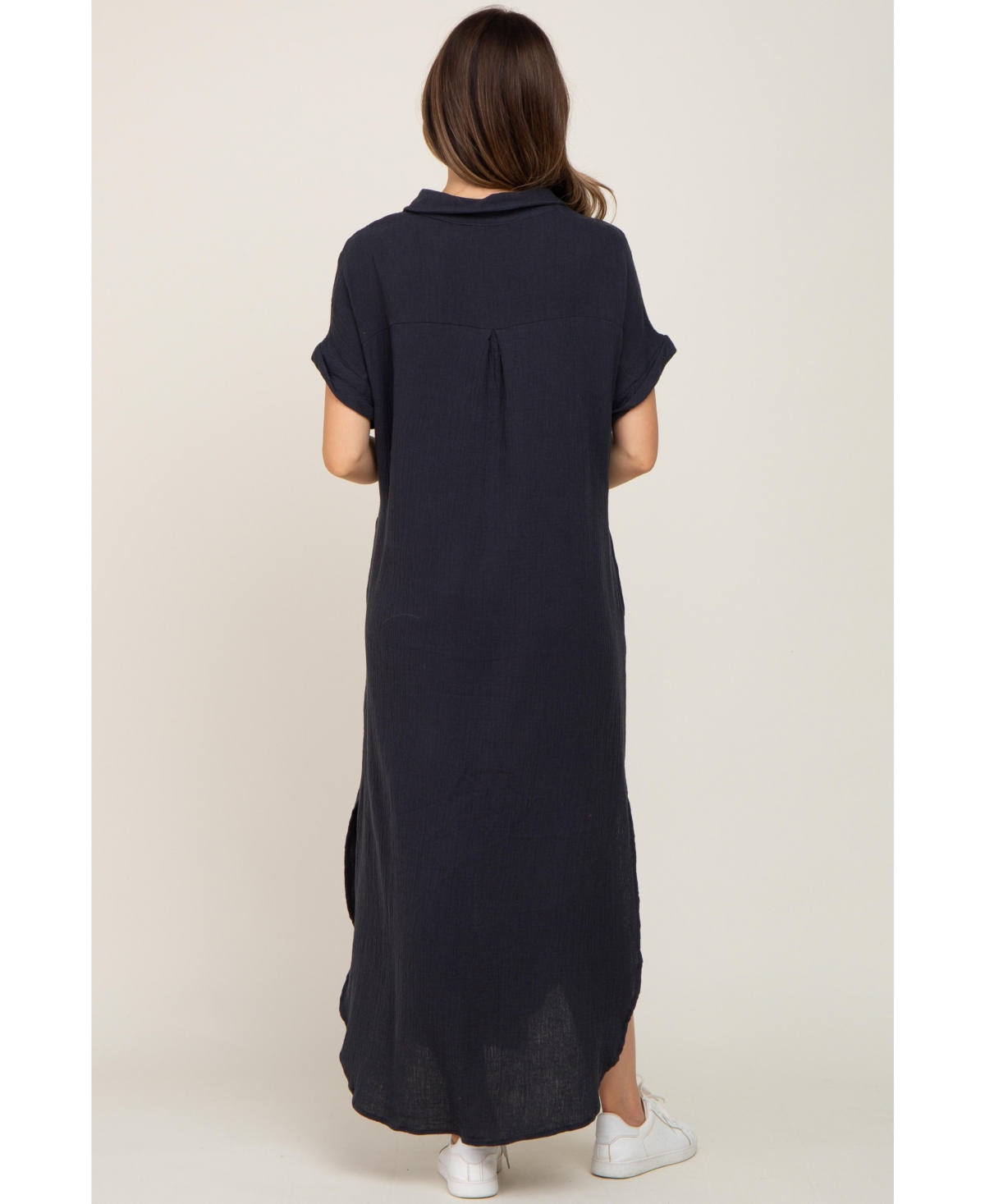 Pinkblush Maternity Charcoal Button Down Midi Dress