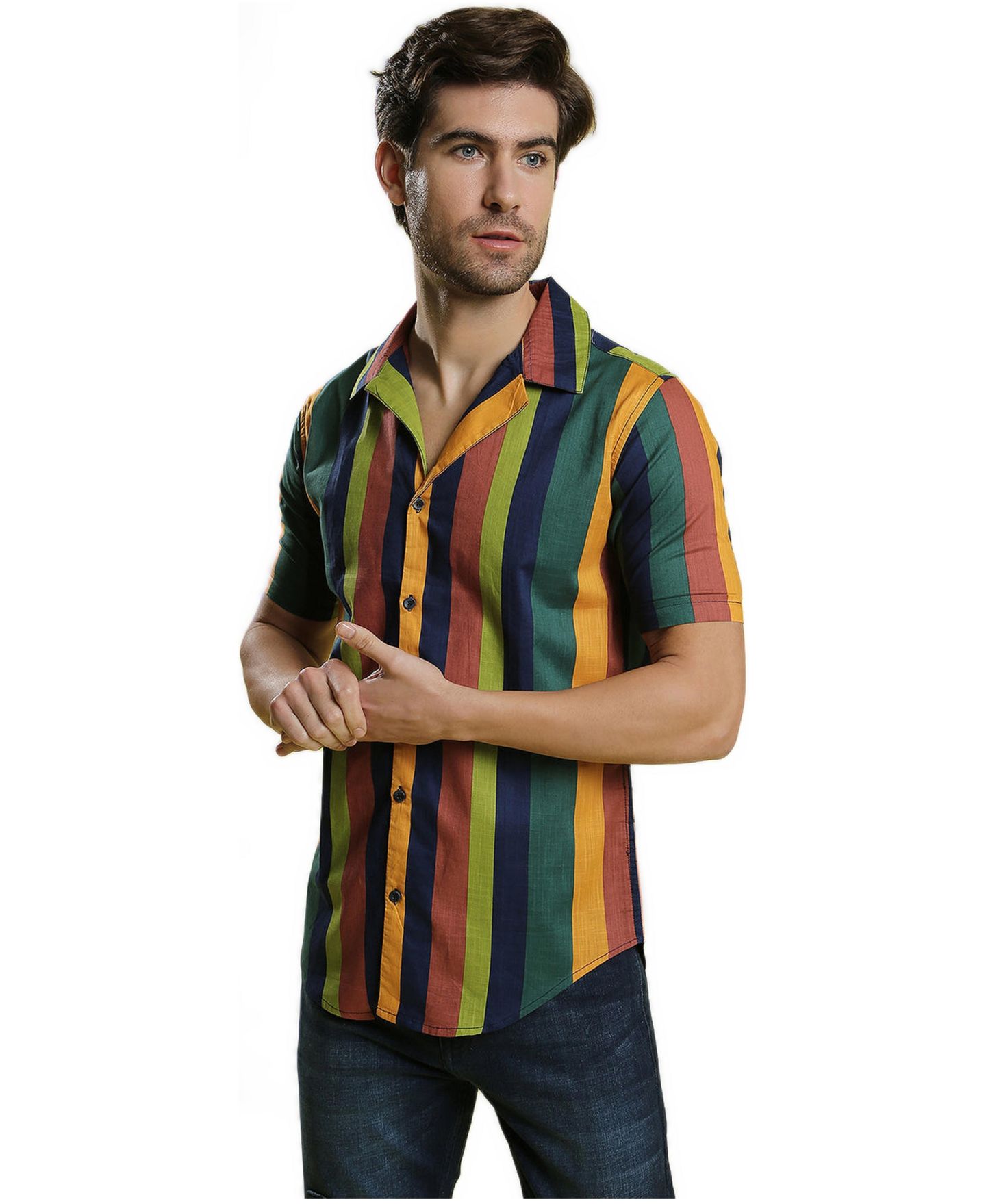 Мужская рубашка Cahoot Campus Sutra Multicolour Awning Striped, цвет: Оранжевый — фото 3
