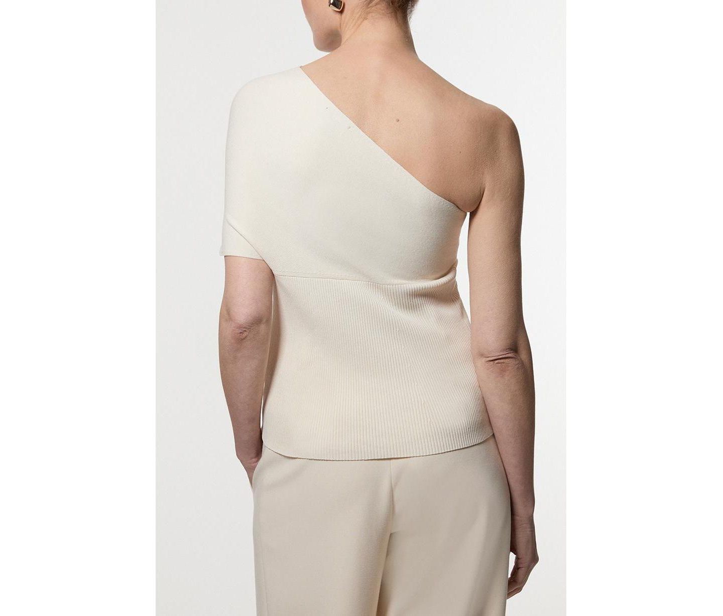 Женский топ Karen Millen Knitted One Shoulder, цвет: Кремовый — фото 8
