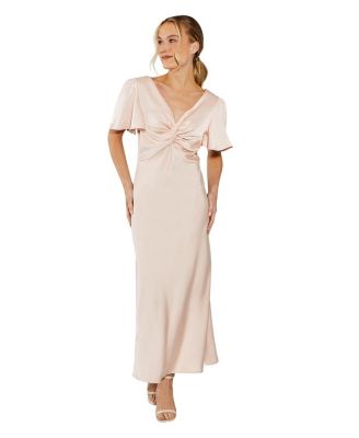 Women's Satin Midi Bridesmaid Dress