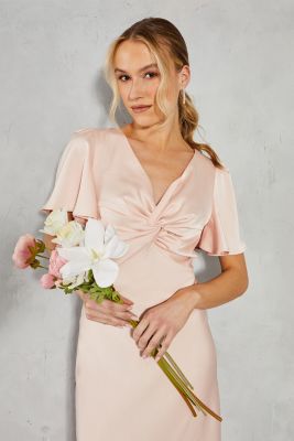 Women's Satin Midi Bridesmaid Dress