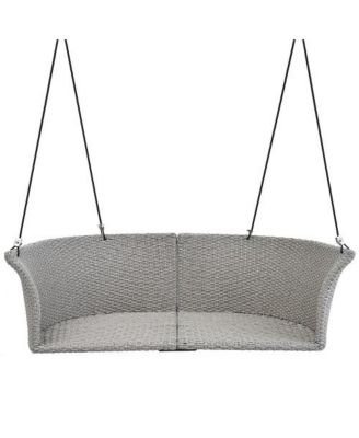 51.9 Inch 2-Person Rattan Swing Chair with 500lb Capacity and Adjustable Ropes