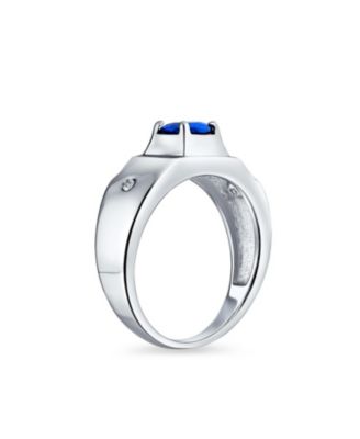 1CTW Royal Blue CZ Solitaire Ring – Sterling Silver Statement Band