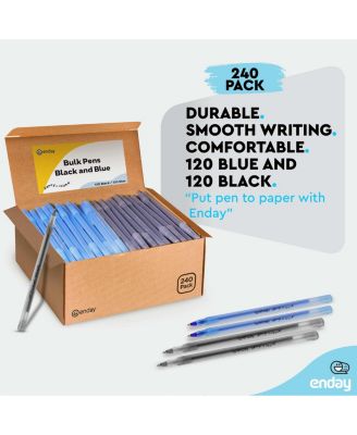 Pens Bulk Black Pens Blue Pens Ballpoint, Medium Point (1.0mm), Flexible Round Barrel 400 Count, 200 Black ink Pens & 200 Blue Ink Pens