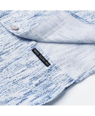 Men's Chalk White & Indigo Blue Textured Tactile Shirt