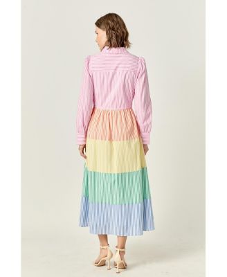 Women's COLORBLOCK SHIRT MIDI DRESS