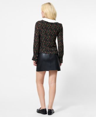 Women's Floral Print Collared Top