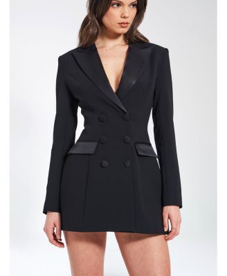 Women Calista Black Stretch Crepe Blazer Dress