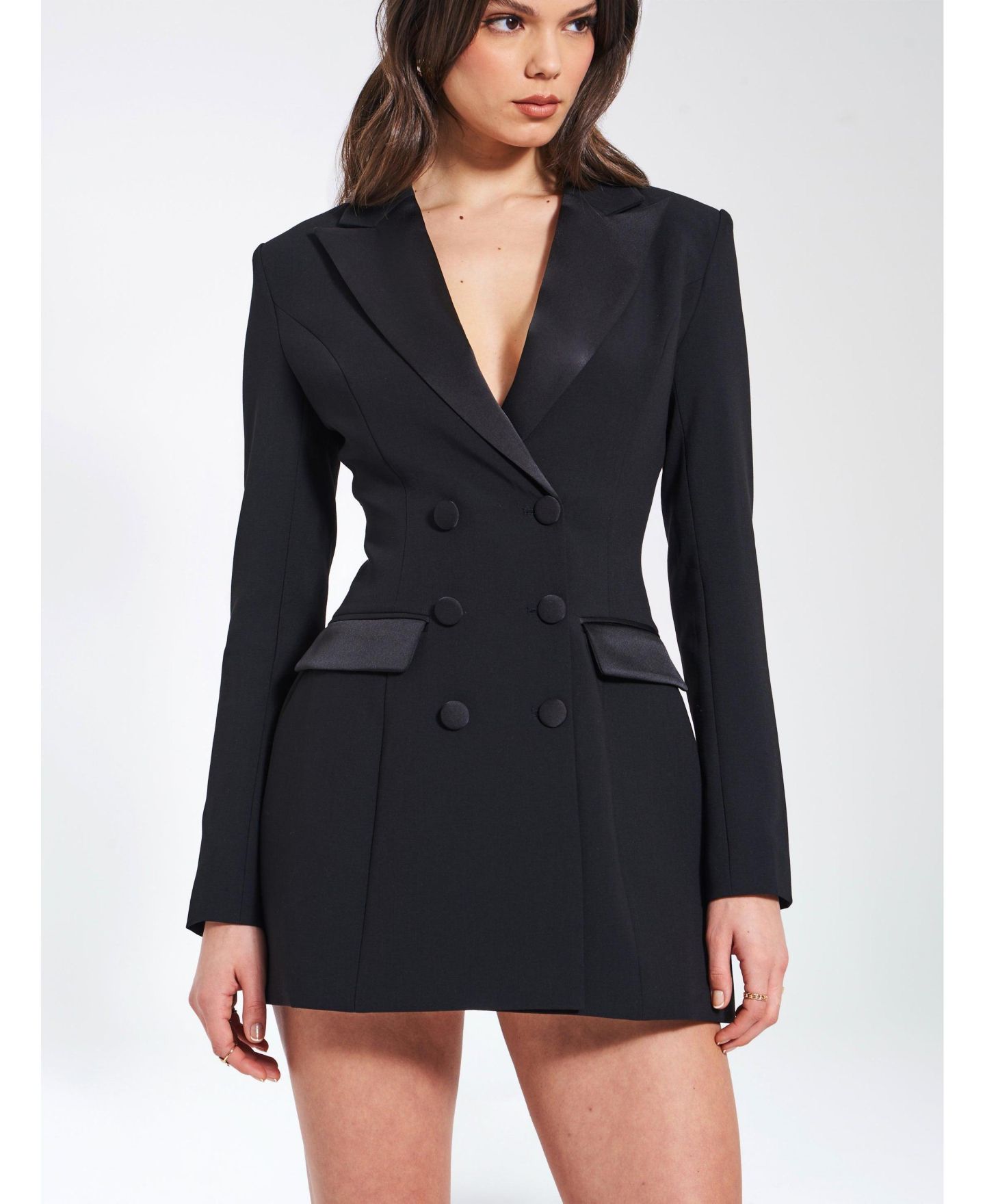 Женское платье Miss Circle Women Calista Black Stretch Crepe Blazer, цвет: Чёрный — фото 6
