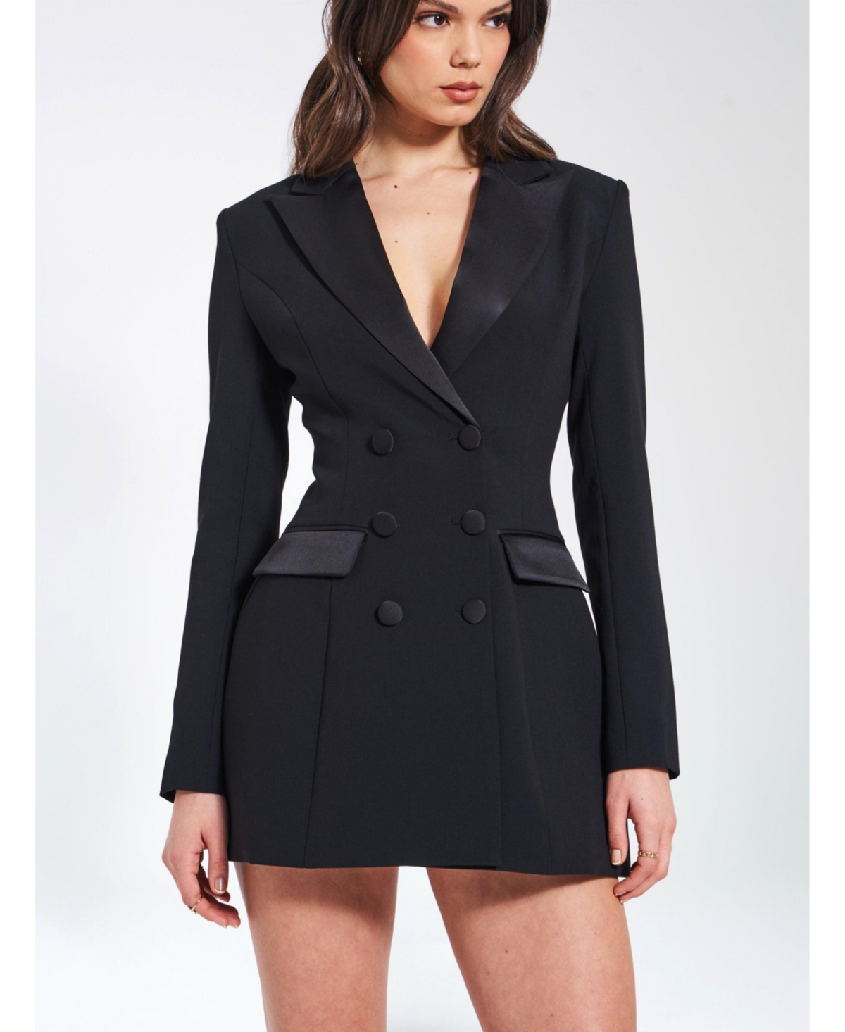 Miss Circle Women Calista Black Stretch Crepe Blazer Dress