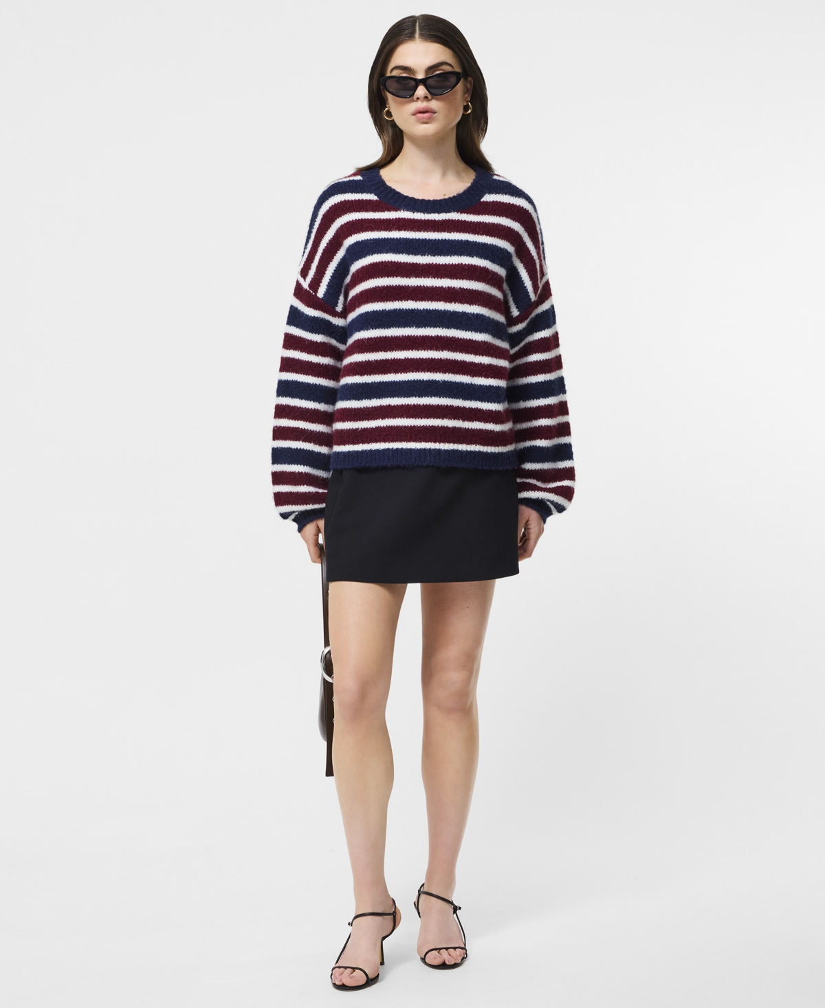 French Connection Stripe Crewneck Sweater In Blue